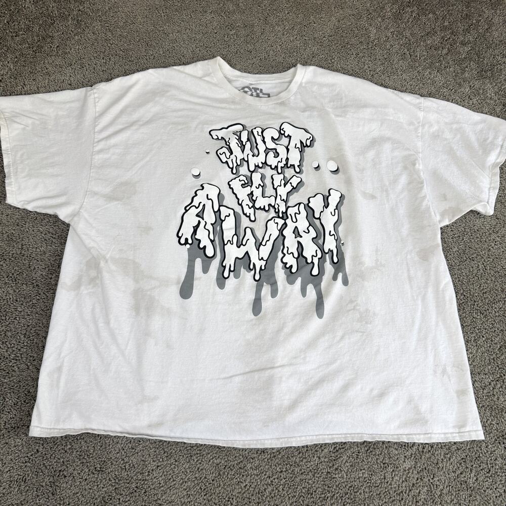 On The Low Shirt Mens 5XL White Just Fly Away Drip Graphic Tee Top Big Tall